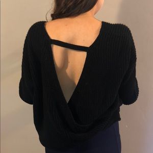 Black open back sweater